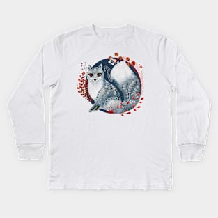 Nordic Folk Art, Woodland Animal Fox Kids Long Sleeve T-Shirt